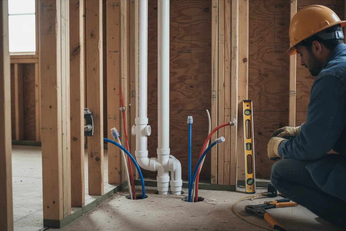 Drain and supply rough-in during Leak Detection in Conception
