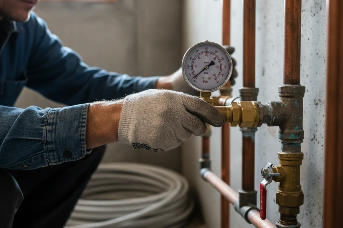 Pressure testing a repaired line during Water Line Repair in Conception